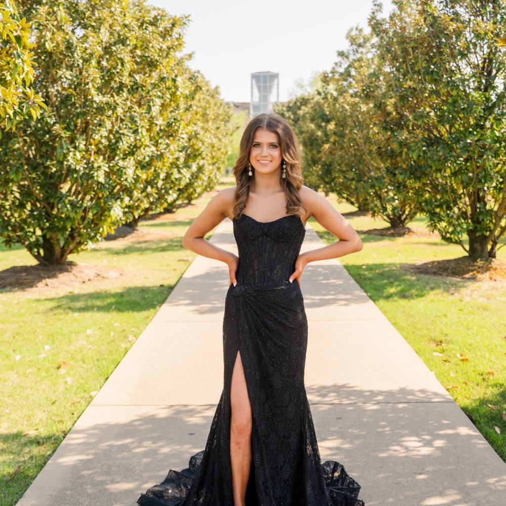 Sherri Hill Strapless Black Gown